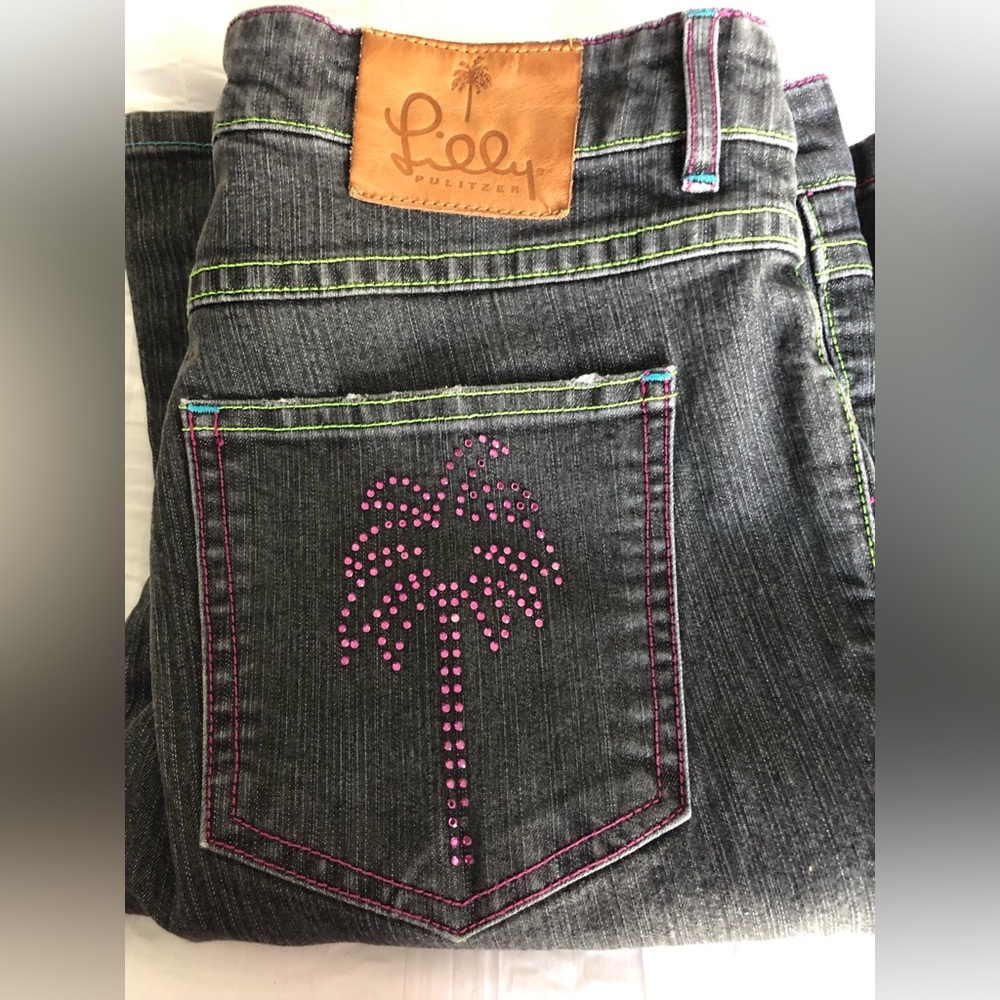 Lilly Pulitzer Rhinestone Palm Jeans Size 6